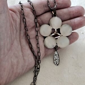 Artisan Crafted Costume Floral Pendant Necklace with Domed Cabochons